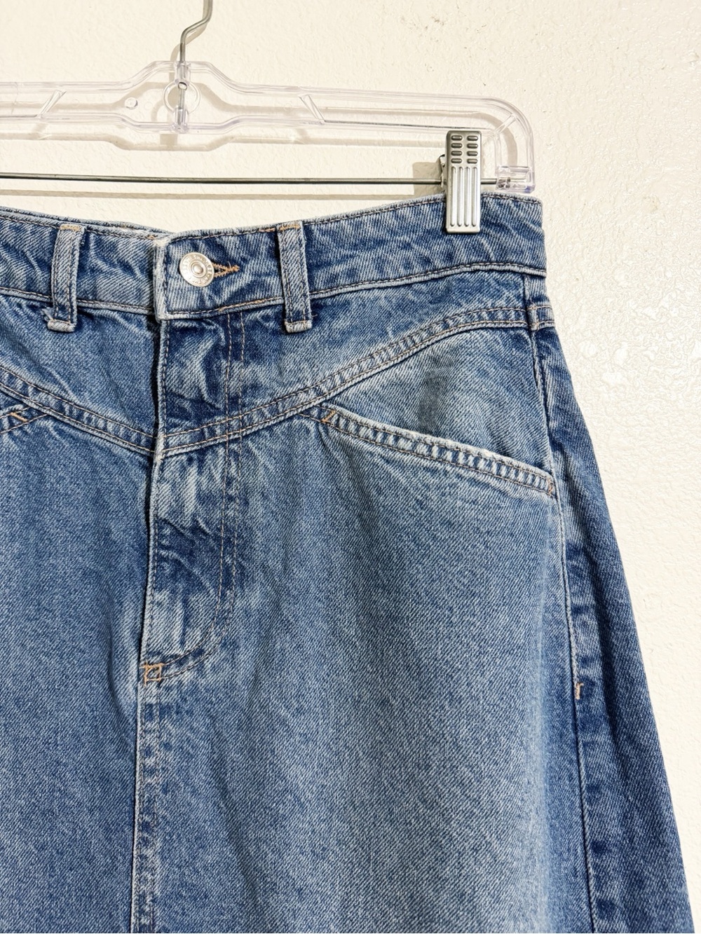 Free People We The Free Come As You Are Denim Maxi Skirt Sapphire Blue With Slit - Picture 8 of 12